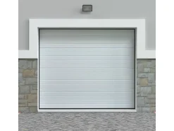 Somfy Porte De Garage Sectionnelle<Porte de garage sectionnelle effet rainuré blanc avec moteur L254 x H218 cm - NORIA
