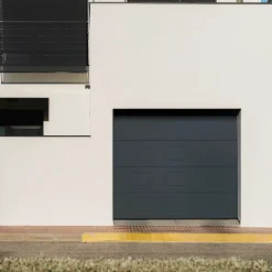 GoodHome Porte De Garage Sectionnelle<Porte de garage sectionnelle à cassettes acier gris RAL 7016 - L.240 x h.200 cm - motorisée (en kit)