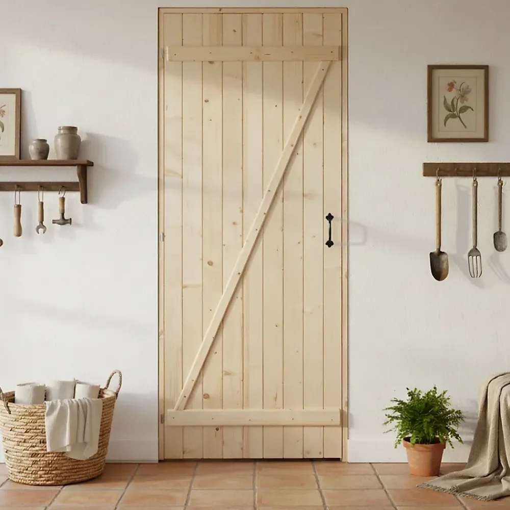 Porte De Service<Porte de service bois 80 x h.200 cm poussant droit