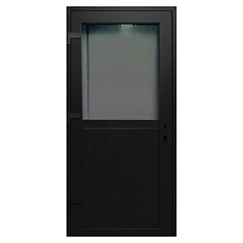 Porte De Service<Porte de service pvc 1/2 vitrée gris anthracite ext. et blanc int. 80 x h.205 cm poussant droit