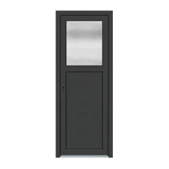 Porte De Service<Porte de service pvc 1/2 vitrée gris anthracite ext. et blanc int. 80 x h.205 cm poussant droit
