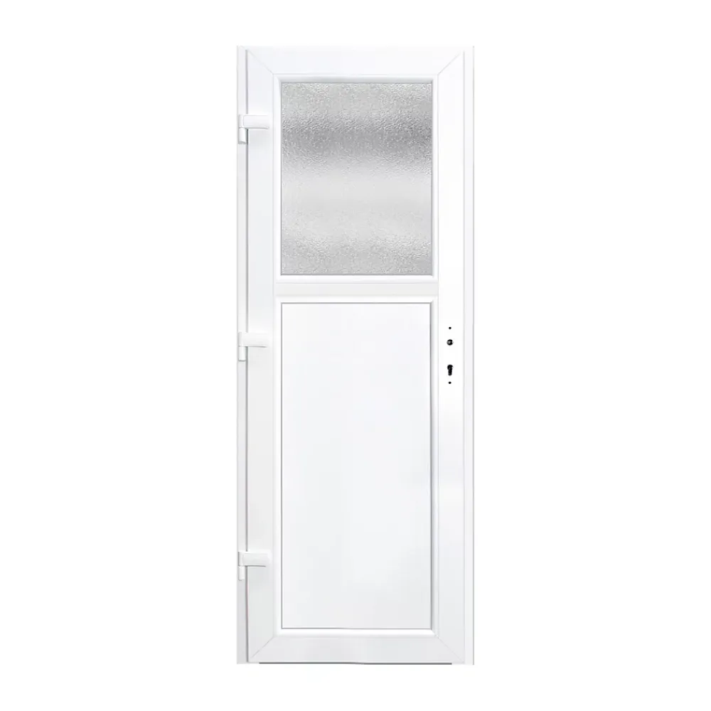 Porte De Service<Porte de service pvc 1/2 vitrée gris anthracite ext. et blanc int. 80 x h.205 cm poussant droit
