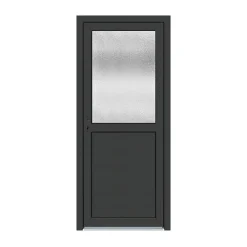 Porte De Service<Porte de service pvc 1/2 vitrée gris anthracite ext. et blanc int 90 x h.205 cm poussant droit