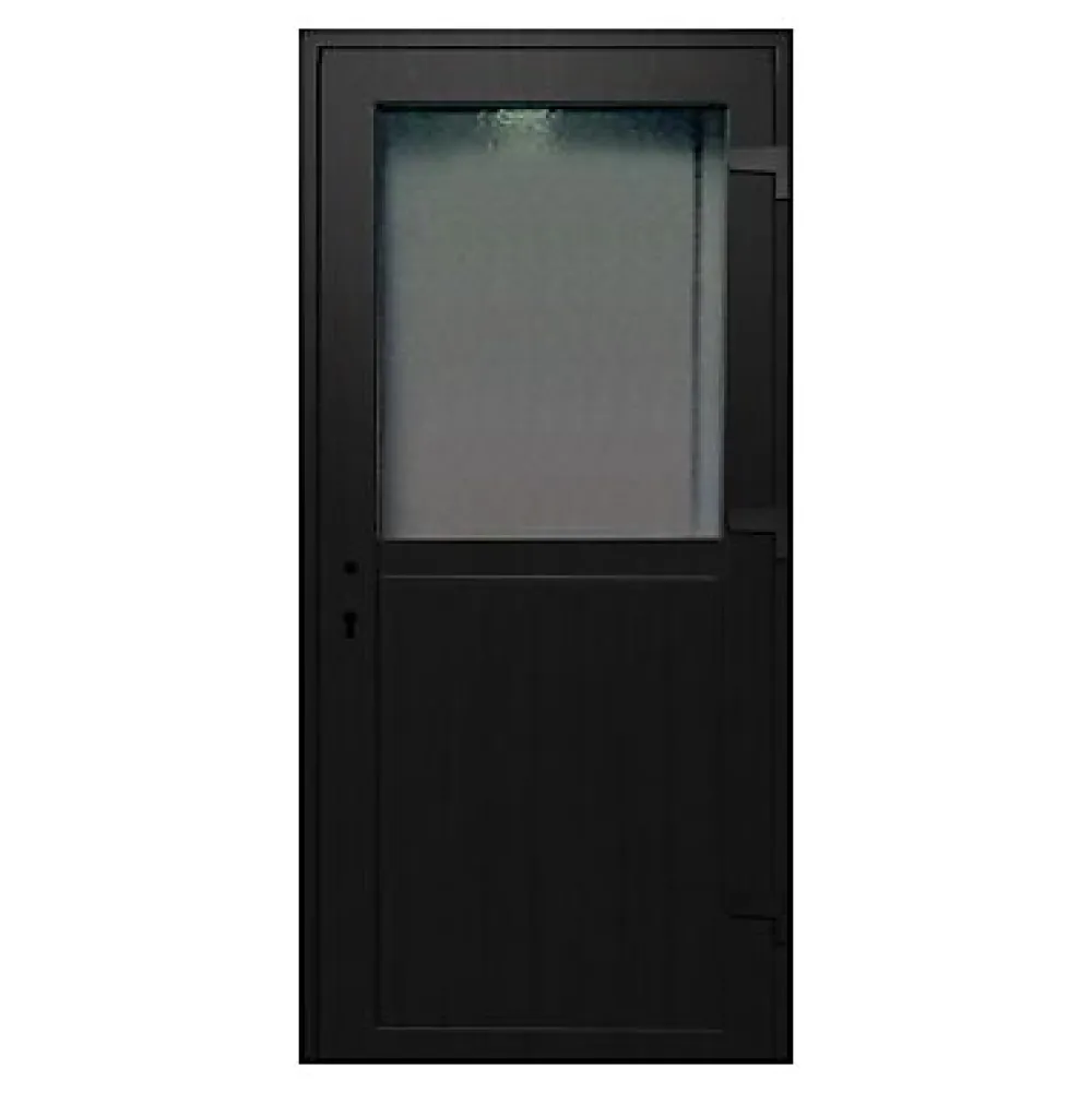 Porte De Service<Porte de service pvc 1/2 vitrée gris anthracite ext. et blanc int 90 x h.205 cm poussant gauche