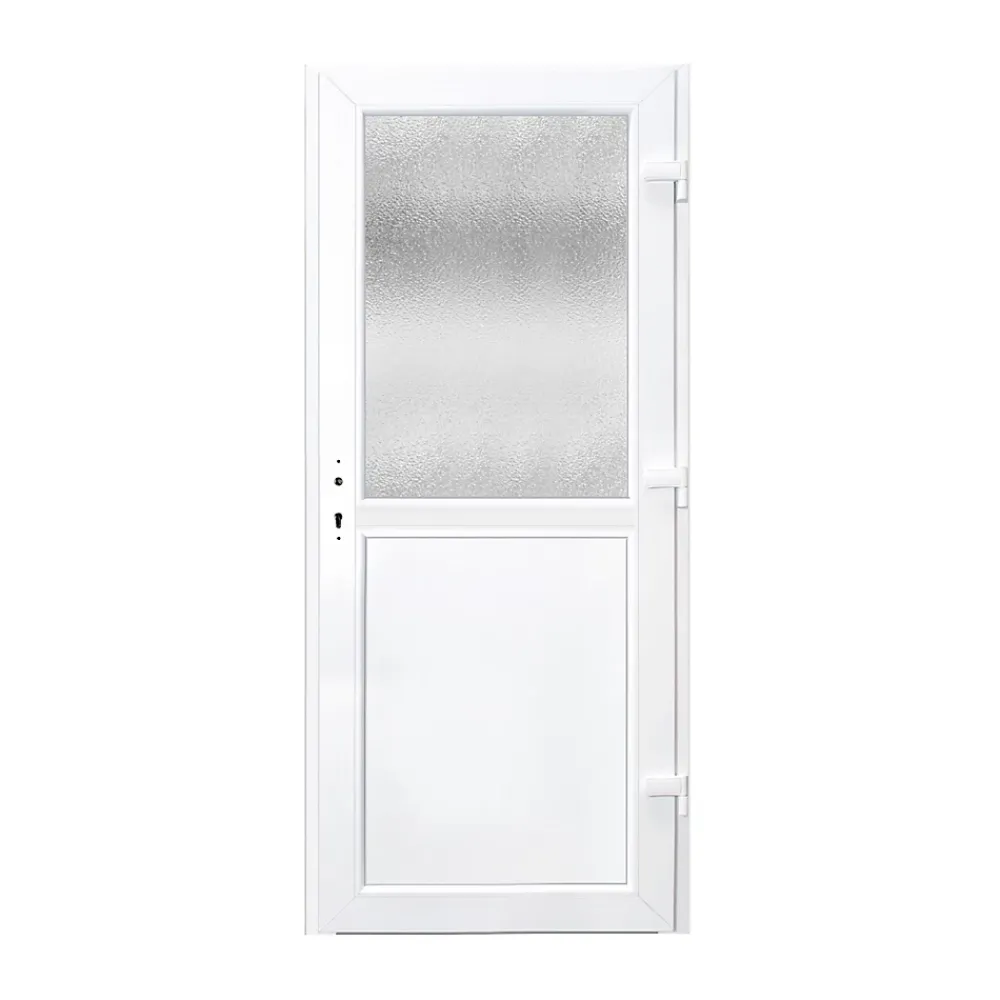 Porte De Service<Porte de service pvc 1/2 vitrée gris anthracite ext. et blanc int 90 x h.205 cm poussant gauche