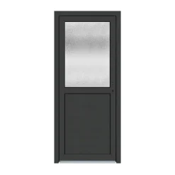 Porte De Service<Porte de service pvc 1/2 vitrée gris anthracite ext. et blanc int 90 x h.205 cm poussant gauche