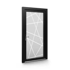 Fral Fermetures Porte de service PVC anthracite et blanc L 860mm x H 2180mm ouvant droit- Porte De Service