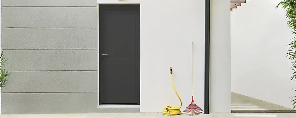 Fral Fermetures Porte De Service<Porte de service PVC anthracite et blanc L 960mm x H 2000mm ouvant droit