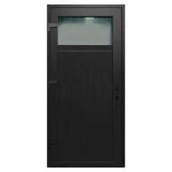 Porte de service pvc gris anthracite ext. et blanc int 90 x h.205 cm poussant droit- Porte De Service
