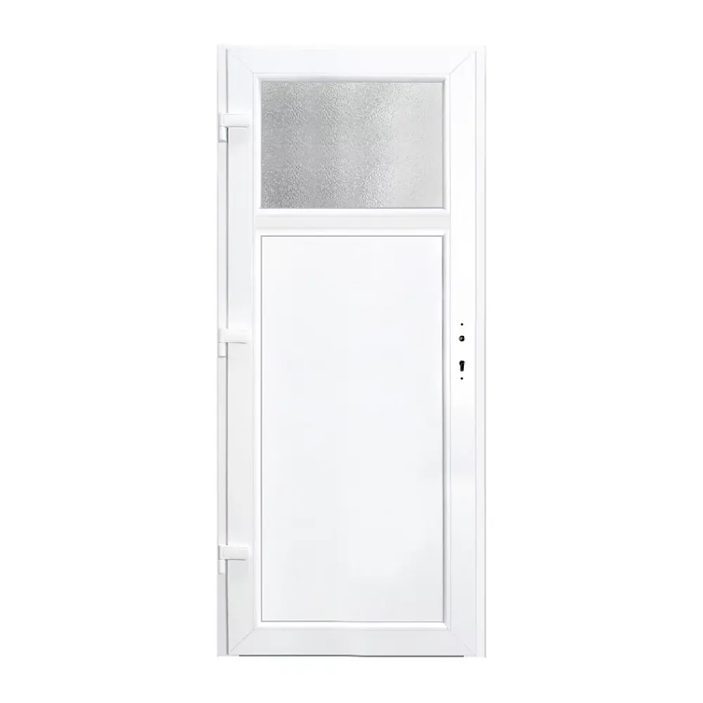 Porte de service pvc gris anthracite ext. et blanc int 90 x h.205 cm poussant droit- Porte De Service