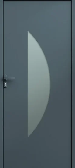 4ALU Porte d'entrée alu gris Demi Lune H.215 x l.90 cm poussant droit- Porte D'Entrée