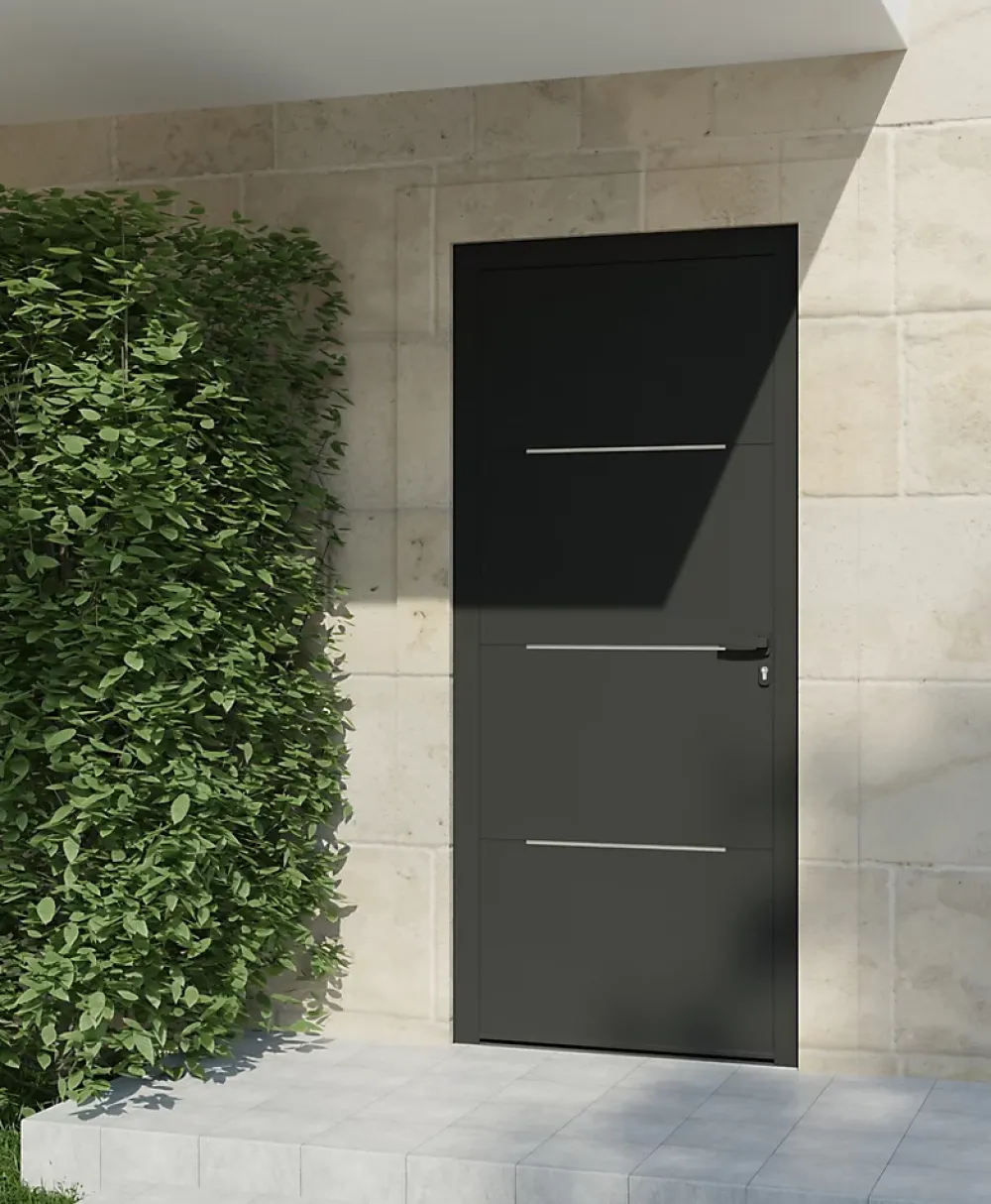 4ALU Porte D'Entrée<Porte d'entrée alu gris Leme H.215 x l.90 cm poussant gauche