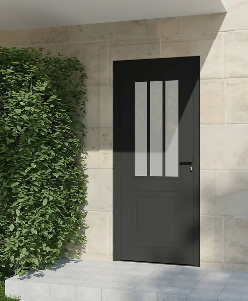 4ALU Porte d'entrée alu gris Sestri H.215 x l.90 cm poussant gauche- Porte D'Entrée
