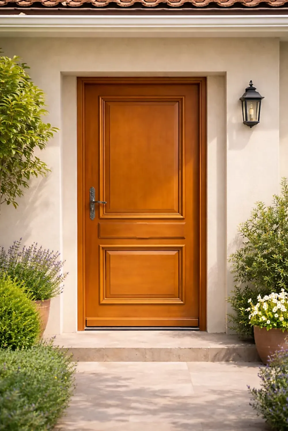 Gd Menuiseries Porte D'Entrée<Porte D'entrée Bois Pleine Safran, H.215xl.90 Côte Tableau P.droit, Poignee, Barillet