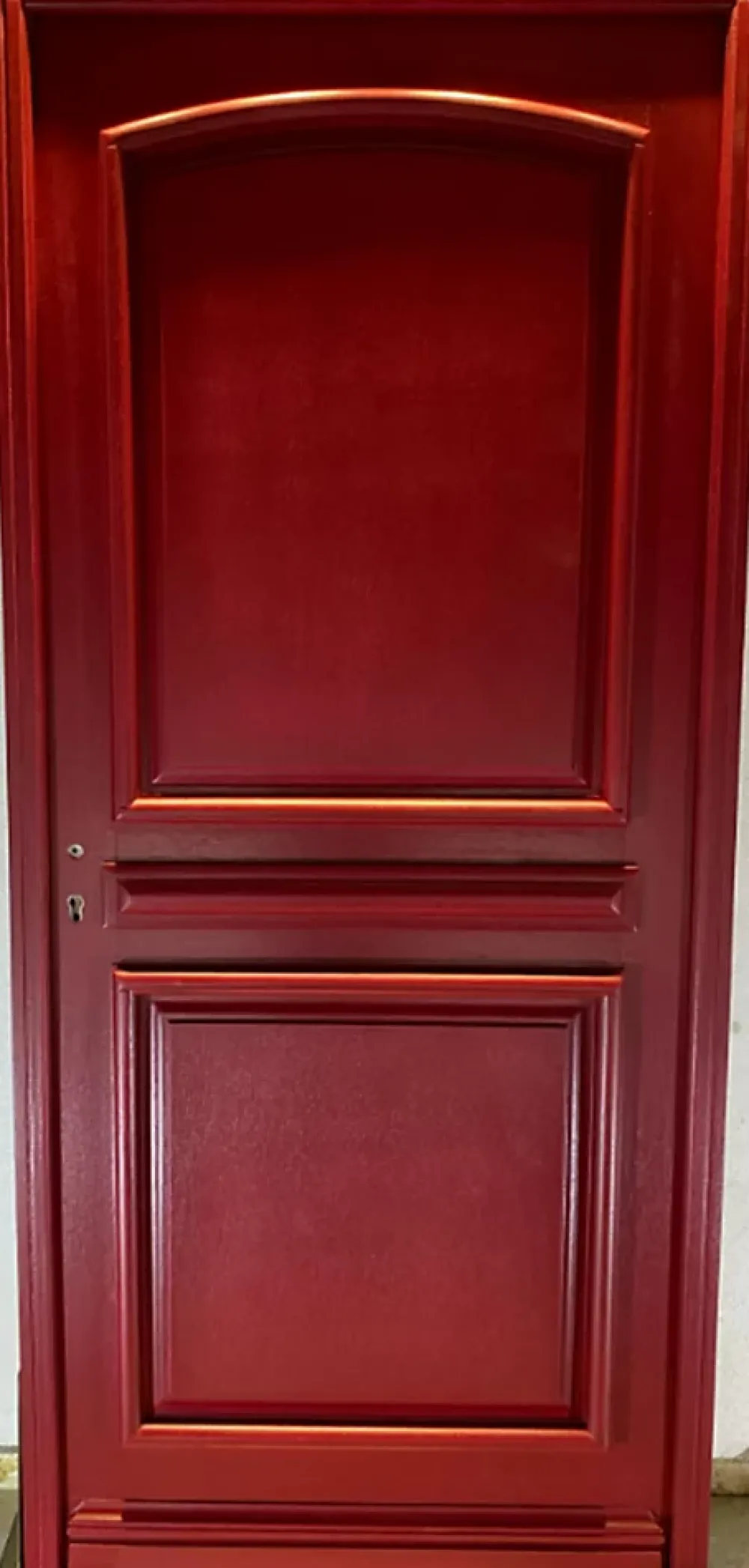Gd Menuiseries Porte D'entrée Bois Pleine Carene Rouge Ral 3004, H.215xl.90 Côte Tableau, P.droit- Porte D'Entrée
