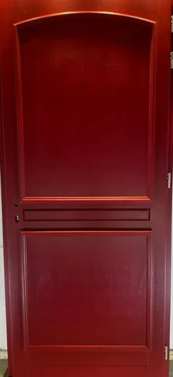 Gd Menuiseries Porte D'entrée Bois Pleine Carene Rouge Ral 3004, H.215xl.90 Côte Tableau, P.droit- Porte D'Entrée