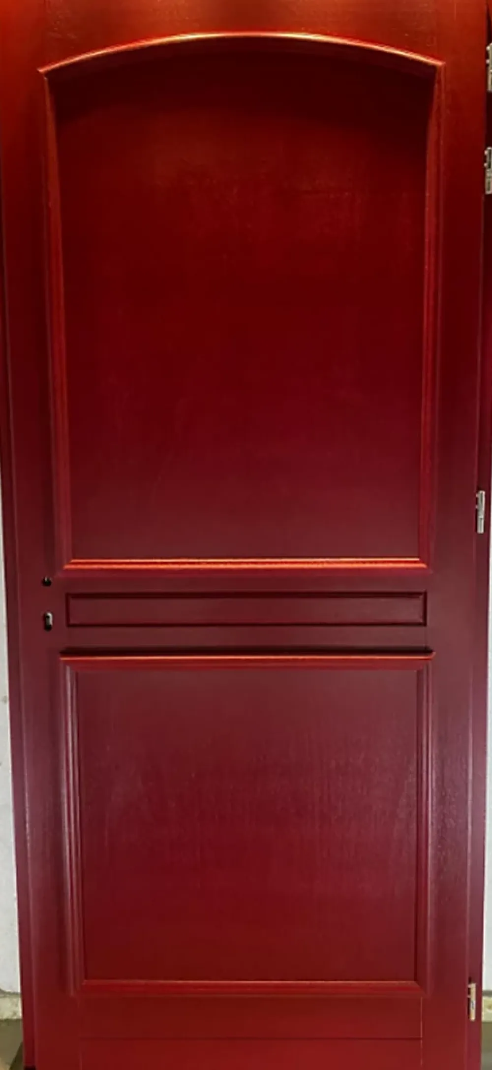 Gd Menuiseries Porte D'entrée Bois Pleine Carene Rouge Ral 3004, H.215xl.90 Côte Tableau, P.droit- Porte D'Entrée