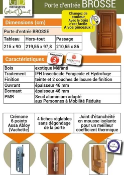 Gd Menuiseries Porte D'Entrée<Porte D'entrée Bois Pleine Tahi 1, H.215xl.90 Côte Tableau P. Gauche