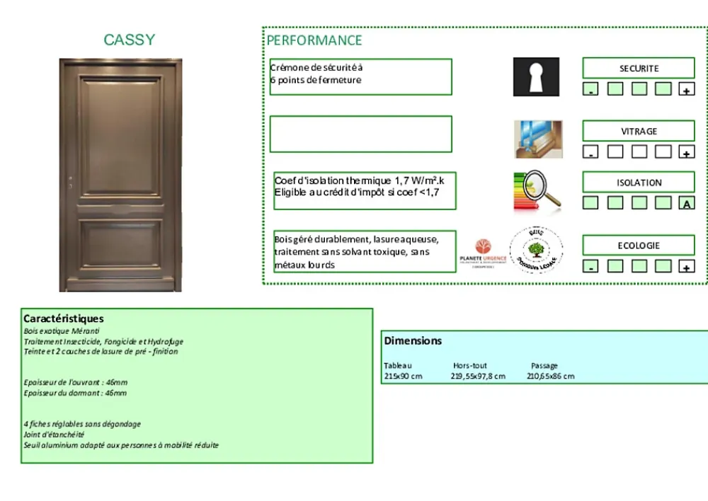 Gd Menuiseries Porte D'entrée Bois Pleine Cassy Gris Ral 7039, H.215xl.90 Côte Tableau P. Gauche- Porte D'Entrée