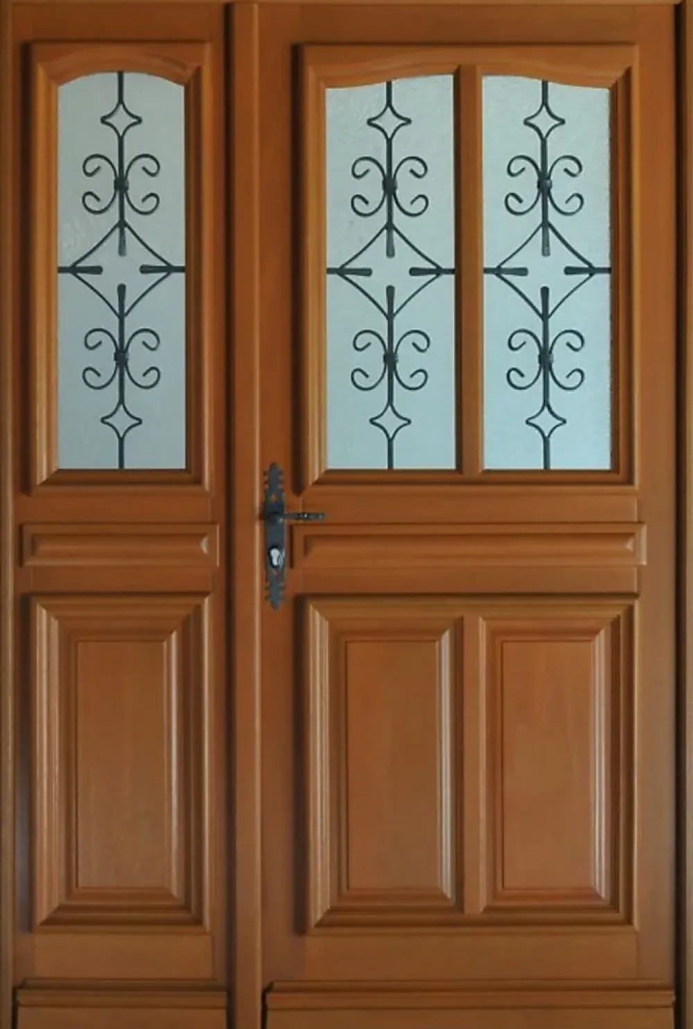 Gd Menuiseries Porte D'entrée Bois Tiercée Vitrée Vauban H.215xl.130 Côte Tableau P.droit- Porte D'Entrée