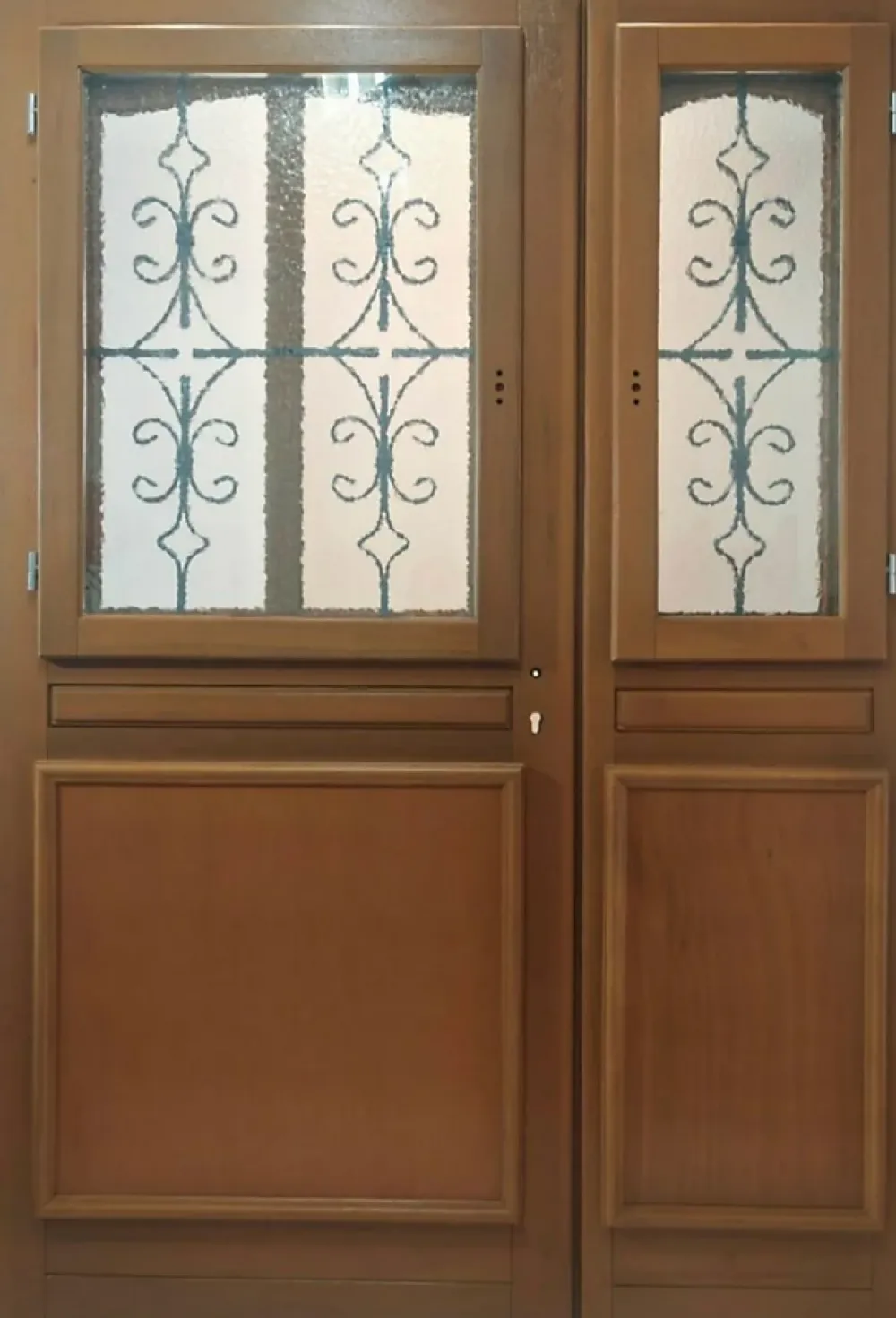 Gd Menuiseries Porte D'entrée Bois Tiercée Vitrée Vauban H.215xl.130 Côte Tableau P.droit- Porte D'Entrée