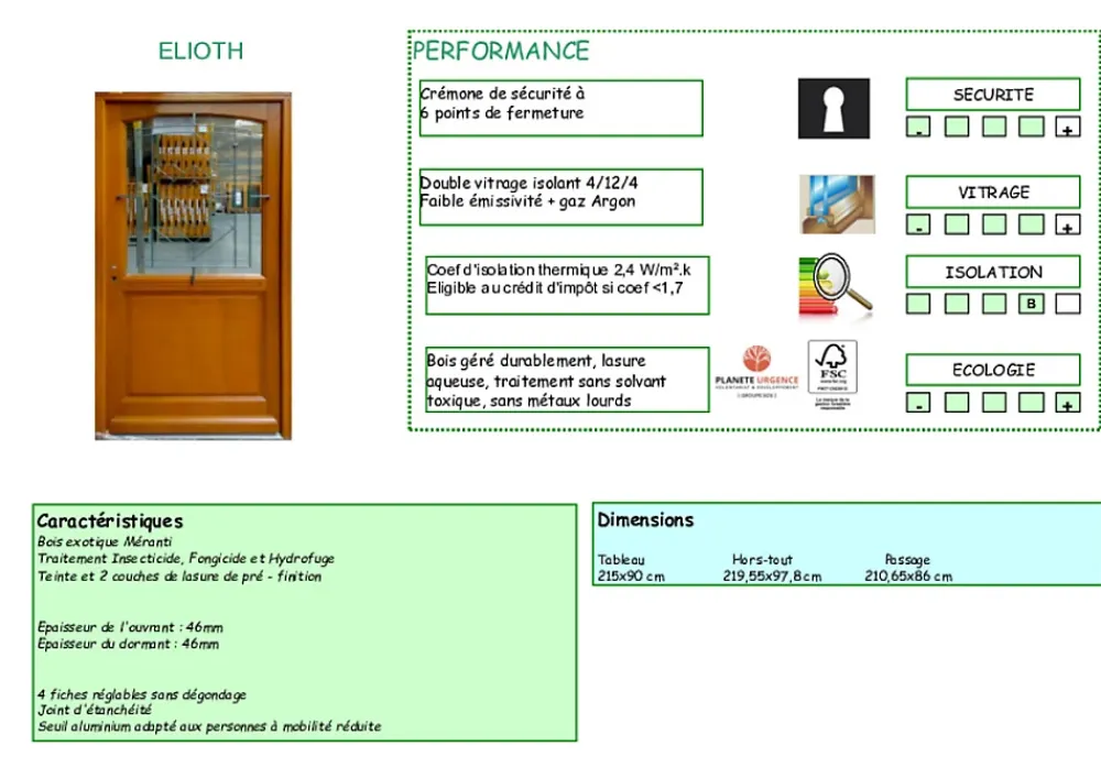 Gd Menuiseries Porte D'Entrée<Porte D'entrée Bois Vitrage Transparent, Elioth, H.215xl.90 Côte Tableau P.droit Poignée, Barillet