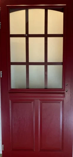 Gd Menuiseries Porte D'entrée Bois Vitrée Alize Rouge Ral 3004, H.215xl.90 Côte Tableau P.droit, Poignée, Barillet- Porte D'Entrée