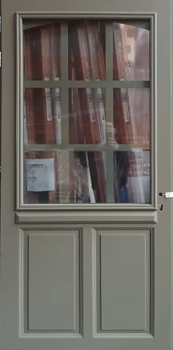 Gd Menuiseries Porte D'entrée Bois Vitrée Ady, Vert Ral7002,, H.215xl.90 P,gauche Côte Tableau, Poignée, Barillet- Porte D'Entrée