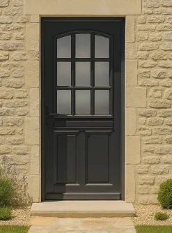 Gd Menuiseries Porte D'Entrée<Porte D'entrée Bois Vitrée Alicia Gris Ral7016, H.215xl.90 Côte Tableau, P.droit, Poignée, Barillet