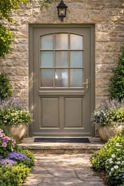 Gd Menuiseries Porte D'Entrée<Porte D'entrée Bois Vitrée Alban Gris Ral 7039, H.215xl.90 Côte Tableau P. Gauche