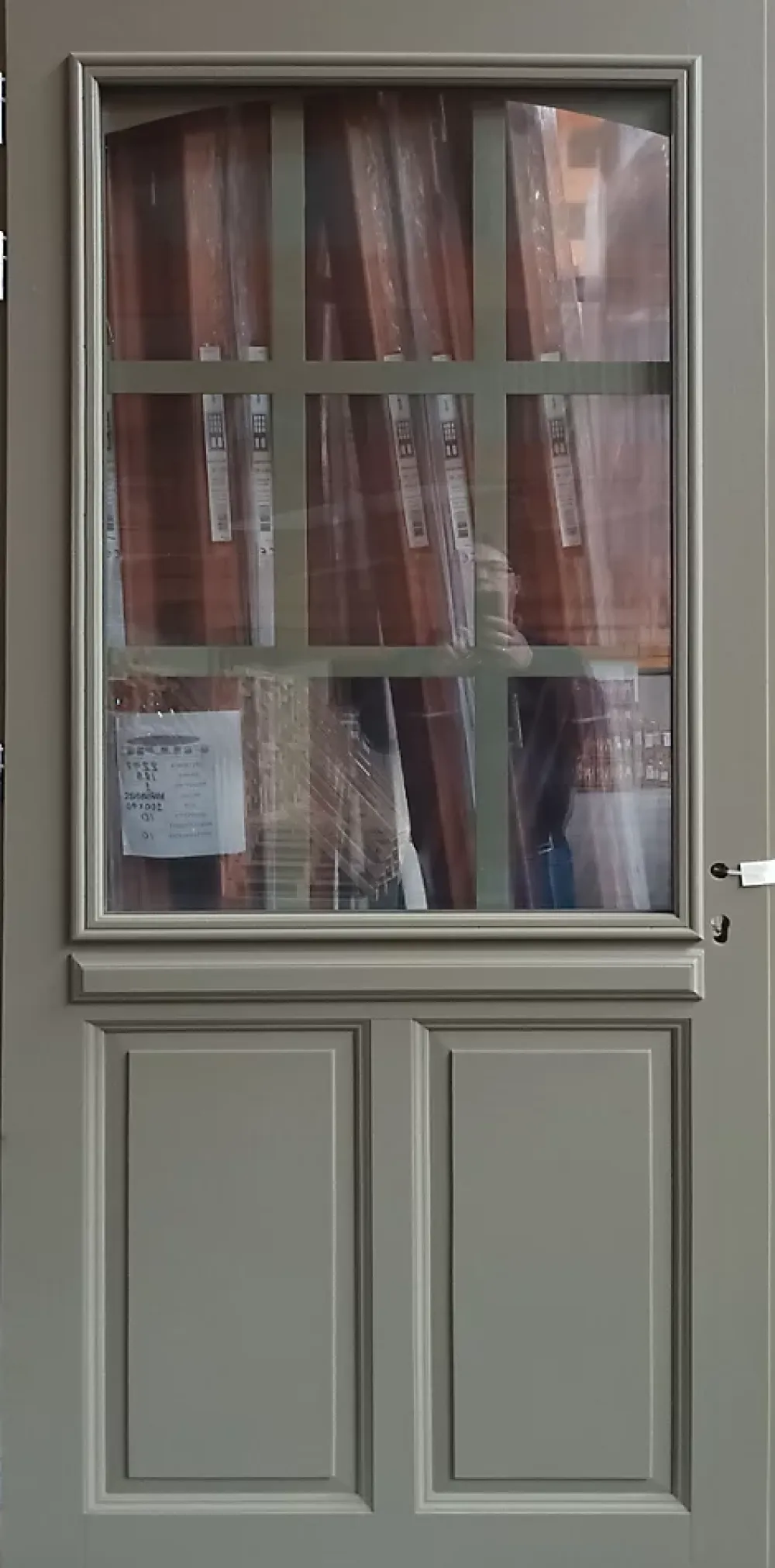 Gd Menuiseries Porte D'Entrée<Porte D'entrée Bois Vitrée Ady, Vert Ral7002,, H.215xl.90 Côte Tableau, P.droit, Poignée, Barillet