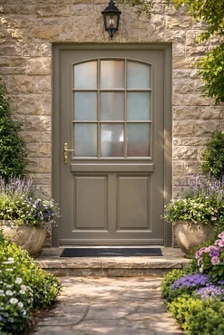 Gd Menuiseries Porte D'Entrée<Porte D'entrée Bois Vitrée Alban Gris Ral 7039, H.215xl.90 Côte Tableau P.droit
