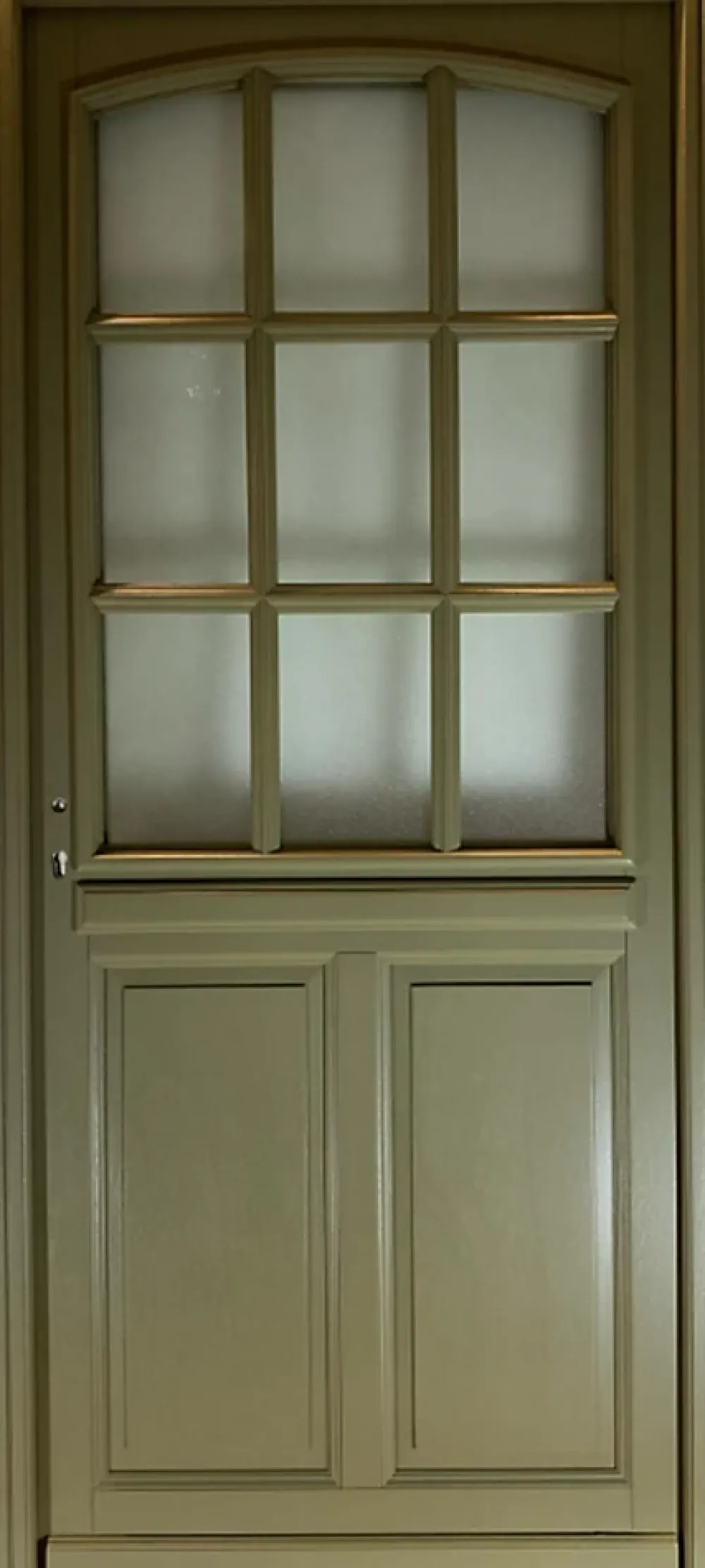Gd Menuiseries Porte D'Entrée<Porte D'entrée Bois Vitrée Andore Vert Ral 7002, H.215xl.80 Côte Tableau P.droit