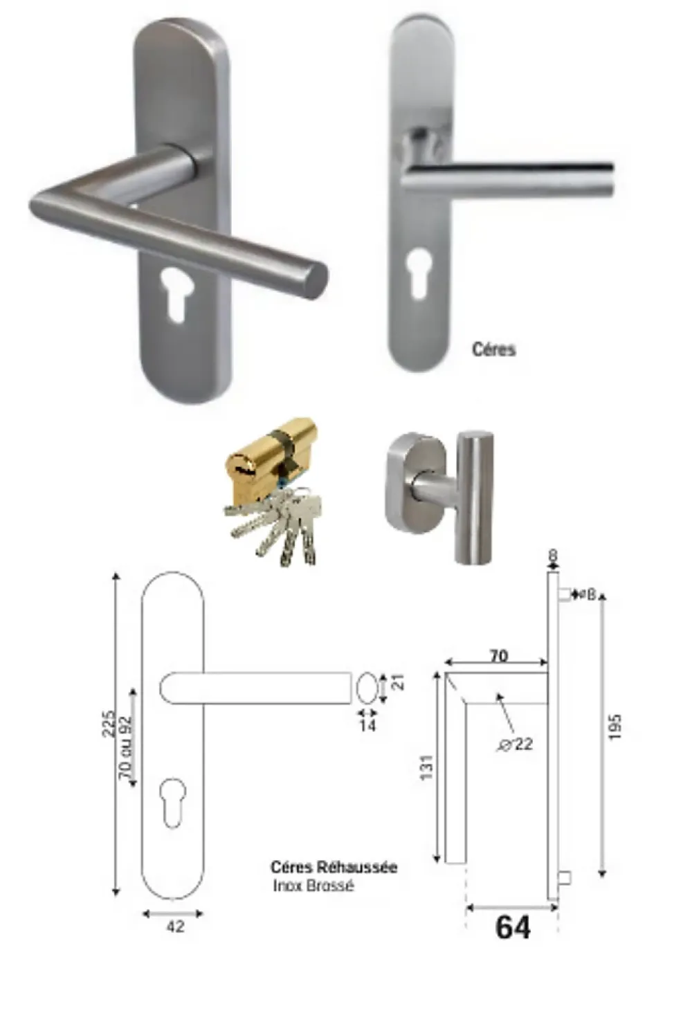 Gd Menuiseries Porte D'Entrée<Porte D'entrée Bois Vitrée Baya, H,200xl,80 Côte Tableau P.droit, Poignee, Barillet, Bouton