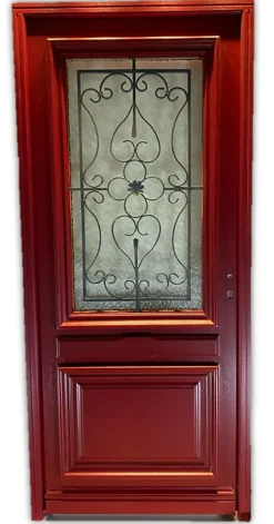 Gd Menuiseries Porte D'Entrée<Porte D'entrée Bois Vitrée Canada Rouge Ral3004, H.215xl.90 Côte Tableau P,gauche
