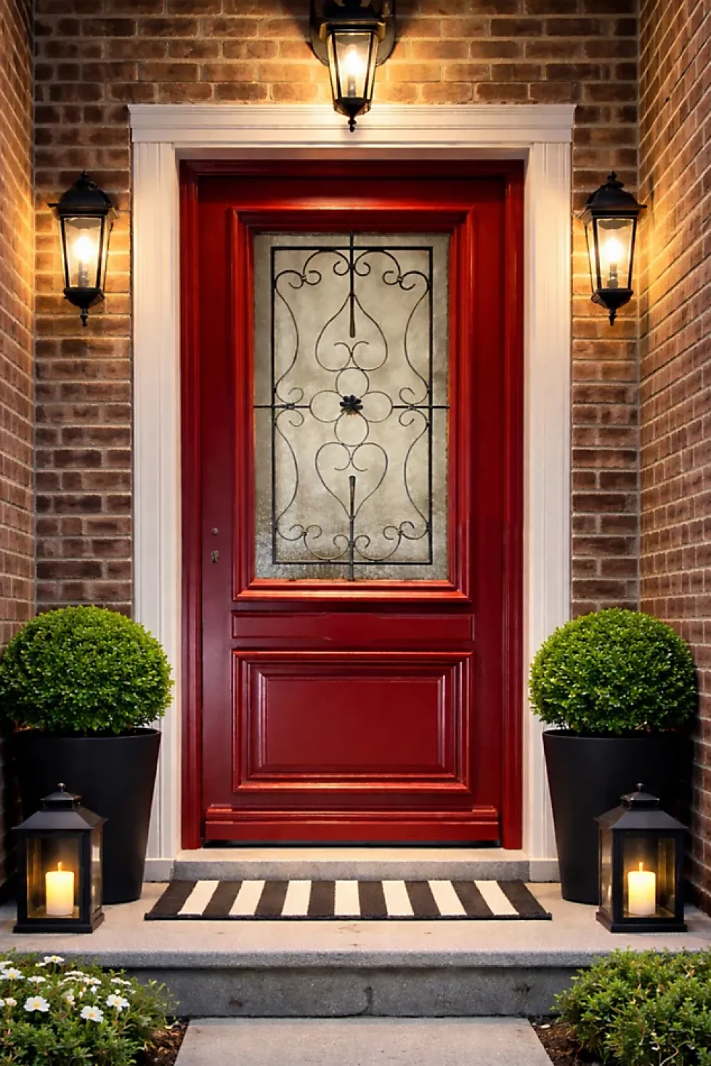 Gd Menuiseries Porte D'entrée Bois Vitrée Canada Rouge Ral3004, H.215xl.90 Côte Tableau P.droit- Porte D'Entrée