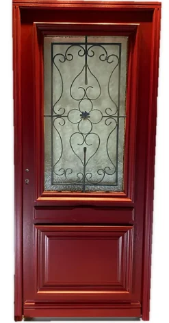 Gd Menuiseries Porte D'entrée Bois Vitrée Canada Rouge Ral3004, H.215xl.90 Côte Tableau P.droit- Porte D'Entrée