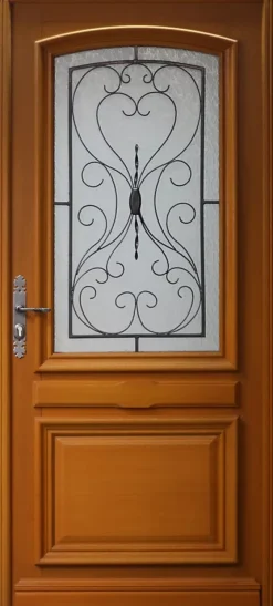 Gd Menuiseries Porte D'entrée Bois Vitrée, Curcuma, H.215xl.90 Côte Tableau P.droit- Porte D'Entrée