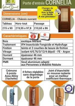 Gd Menuiseries Porte D'Entrée<Porte D'entrée Bois Vitrée Cornelia, H.215xl.90 Côte Tableau, P.droit