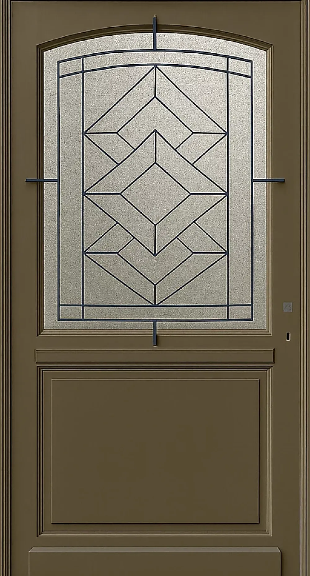Gd Menuiseries Porte D'entrée Bois Vitrée Elsie, Vert Ral7002, H.215xl.90 Côte Tableau P.gauche- Porte D'Entrée