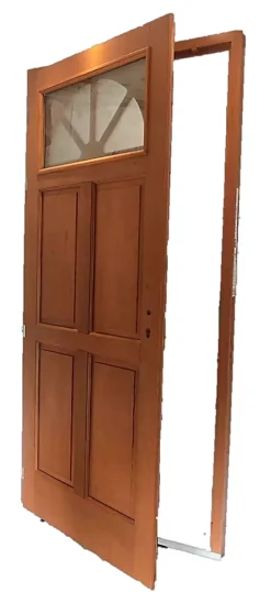 Gd Menuiseries Porte D'entrée Bois Vitrée Ferji, H.215xl.90 P.droit , Poignée, Barillet Côte Tableau- Porte D'Entrée