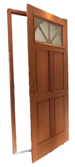 Gd Menuiseries Porte D'entrée Bois Vitrée Ferji, H.215xl.90 Côte Tableau P,gauche, Poignée, Barillet- Porte D'Entrée