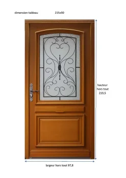 Gd Menuiseries Porte D'entrée Bois Vitrée Laura 3, H.215xl.90 Côte Tableau P. Gauche- Porte D'Entrée