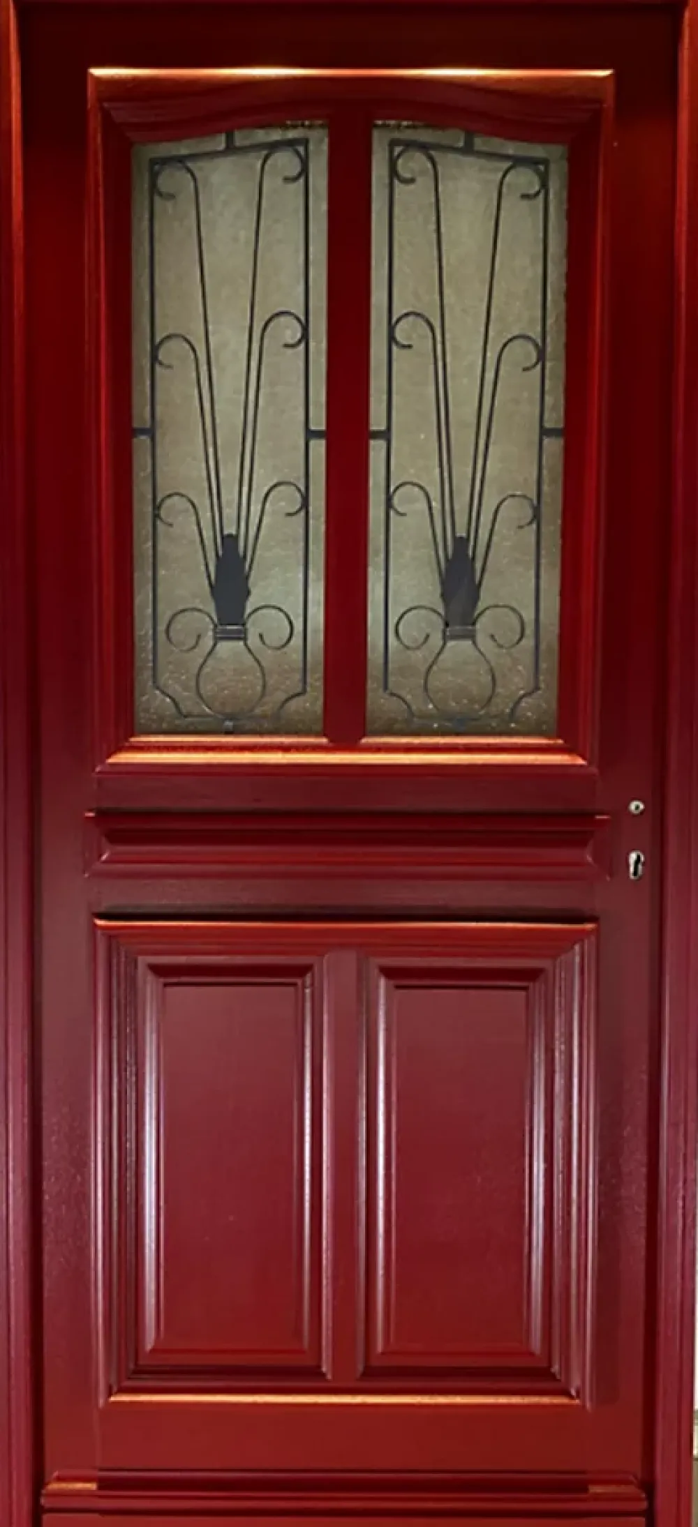 Gd Menuiseries Porte D'entrée Bois Vitrée Martine Rouge Ral 3004, H.215xl.90 Côte Tableau P. Gauche- Porte D'Entrée