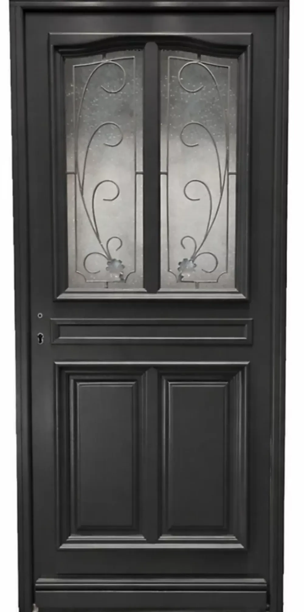 Gd Menuiseries Porte D'entrée Bois Vitrée Mathilde Ral 7016, H.215xl.90 P,droit Côte Tableau- Porte D'Entrée