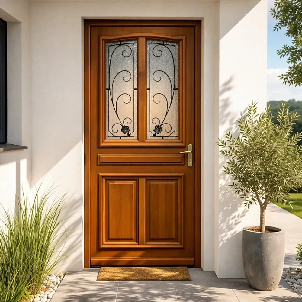Gd Menuiseries Porte D'Entrée<Porte D'entrée Bois Vitrée Mathis, H,200xl,80 Côte Tableau P.gauche, Poignée, Barillet