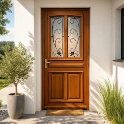 Gd Menuiseries Porte D'entrée Bois Vitrée Mathis, H,200xl,80 Côte Tableau P.droit- Porte D'Entrée