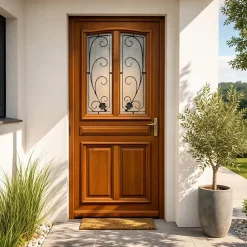 Gd Menuiseries Porte D'entrée Bois Vitrée Mathis, H,200xl,80 Côte Tableau P. Gauche- Porte D'Entrée