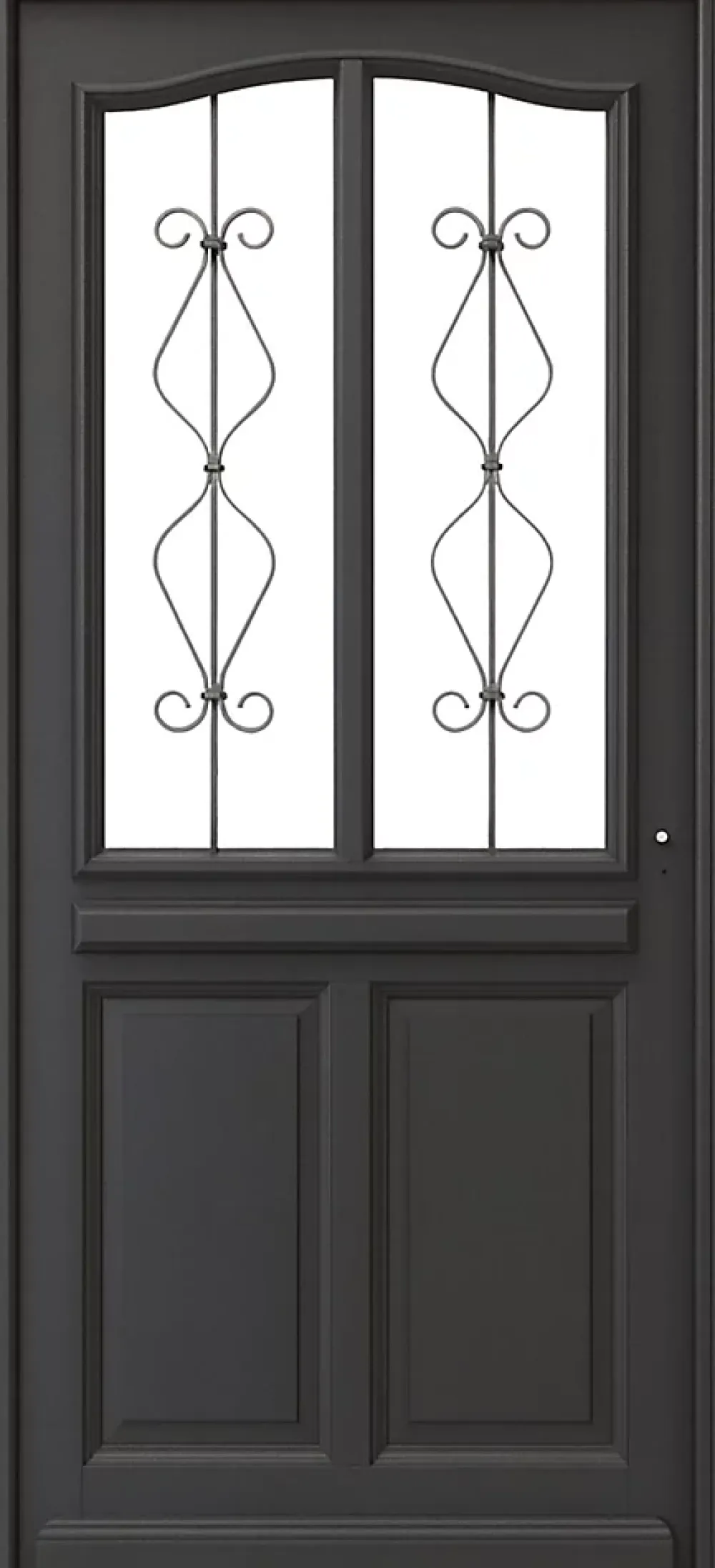 Gd Menuiseries Porte D'entrée Bois Vitrée Sandro Gris Ral7016, H.215xl.90 Côte Tableau P,gauche- Porte D'Entrée