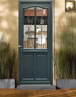 Gd Menuiseries Porte D'Entrée<Porte D'entrée Bois Vitrée Sabrina Gris Ral7016, H.215xl.90 Côte Tableau P.droit Poignée, Barillet